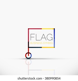 Logo flag, abstract linear geometric business icon