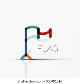Logo flag, abstract linear geometric business icon