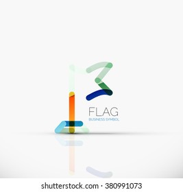 Logo flag, abstract linear geometric business icon