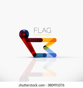 Logo flag, abstract linear geometric business icon