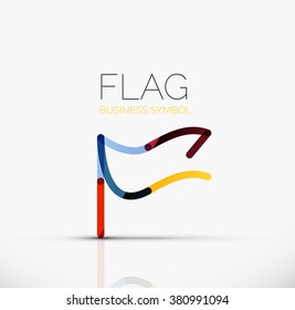 Logo flag, abstract linear geometric business icon