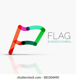 Logo flag, abstract linear geometric business icon
