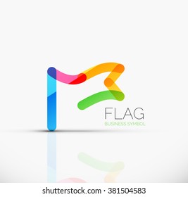 Logo flag, abstract linear geometric business icon