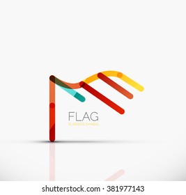 Logo flag, abstract linear geometric business icon