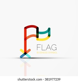Logo flag, abstract linear geometric business icon