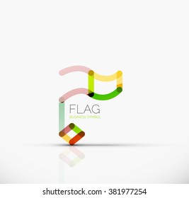 Logo flag, abstract linear geometric business icon