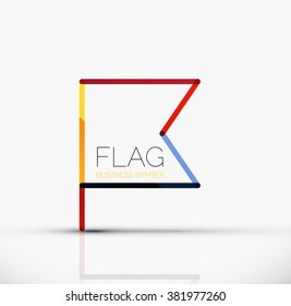 Logo flag, abstract linear geometric business icon