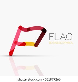 Logo flag, abstract linear geometric business icon