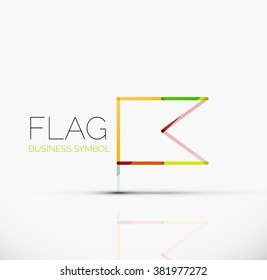 Logo flag, abstract linear geometric business icon