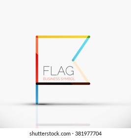 Logo flag, abstract linear geometric business icon
