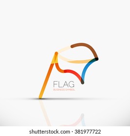 Logo flag, abstract linear geometric business icon