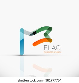 Logo flag, abstract linear geometric business icon