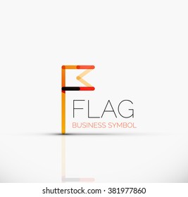 Logo flag, abstract linear geometric business icon