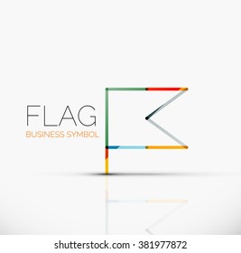 Logo flag, abstract linear geometric business icon