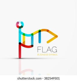 Logo flag, abstract linear geometric business icon