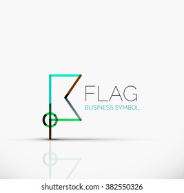 Logo flag, abstract linear geometric business icon
