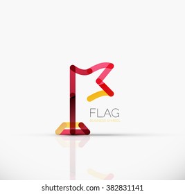 Logo flag, abstract linear geometric business icon