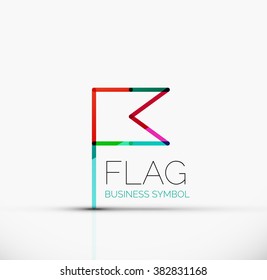 Logo flag, abstract linear geometric business icon
