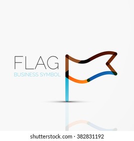 Logo flag, abstract linear geometric business icon