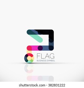 Logo flag, abstract linear geometric business icon