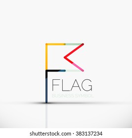 Logo flag, abstract linear geometric business icon