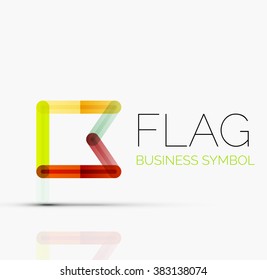 Logo flag, abstract linear geometric business icon