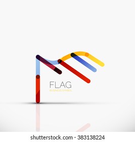 Logo flag, abstract linear geometric business icon