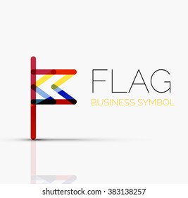 Logo flag, abstract linear geometric business icon