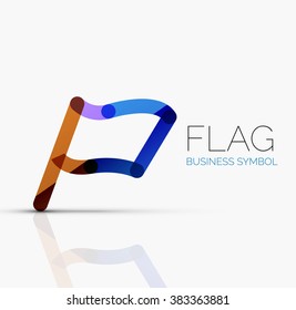 Logo flag, abstract linear geometric business icon