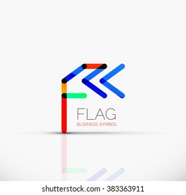 Logo flag, abstract linear geometric business icon