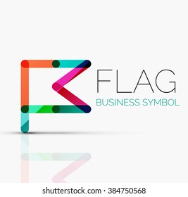 Logo flag, abstract linear geometric business icon