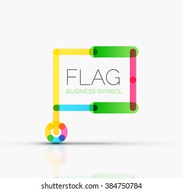 Logo flag, abstract linear geometric business icon