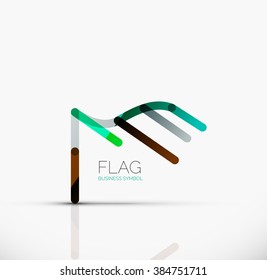 Logo flag, abstract linear geometric business icon