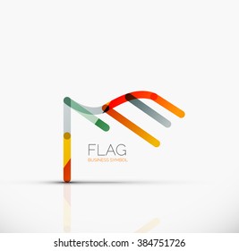 Logo flag, abstract linear geometric business icon