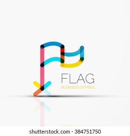 Logo flag, abstract linear geometric business icon