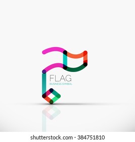 Logo flag, abstract linear geometric business icon