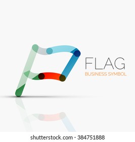 Logo flag, abstract linear geometric business icon
