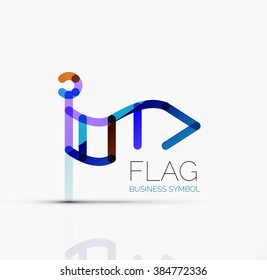 Logo flag, abstract linear geometric business icon