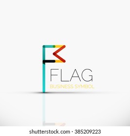 Logo flag, abstract linear geometric business icon