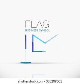 Logo flag, abstract linear geometric business icon