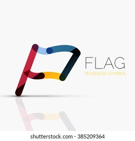 Logo flag, abstract linear geometric business icon