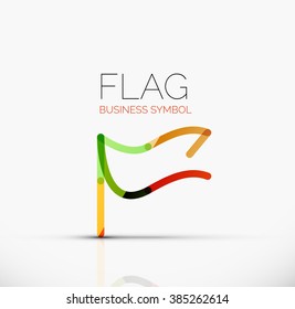 Logo flag, abstract linear geometric business icon