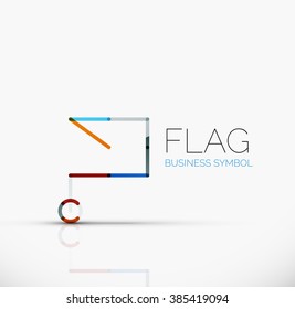 Logo flag, abstract linear geometric business icon