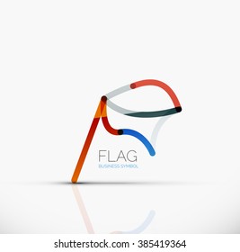 Logo flag, abstract linear geometric business icon