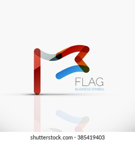 Logo flag, abstract linear geometric business icon