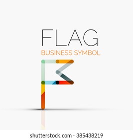 Logo flag, abstract linear geometric business icon