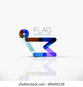 Logo flag, abstract linear geometric business icon