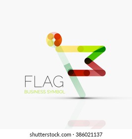 Logo flag, abstract linear geometric business icon