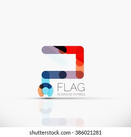 Logo flag, abstract linear geometric business icon