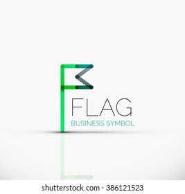 Logo flag, abstract linear geometric business icon